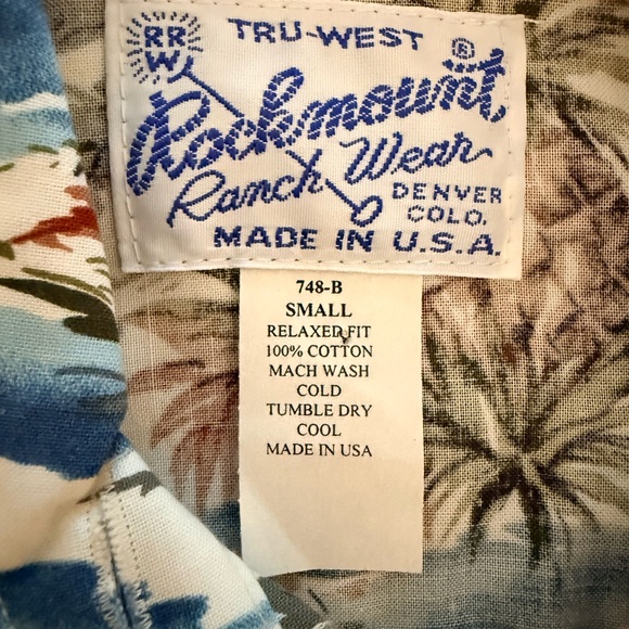 Rockmount Ranch Hawaiian Western Snap Front Shirt Small NWT - Picture 3 of 8